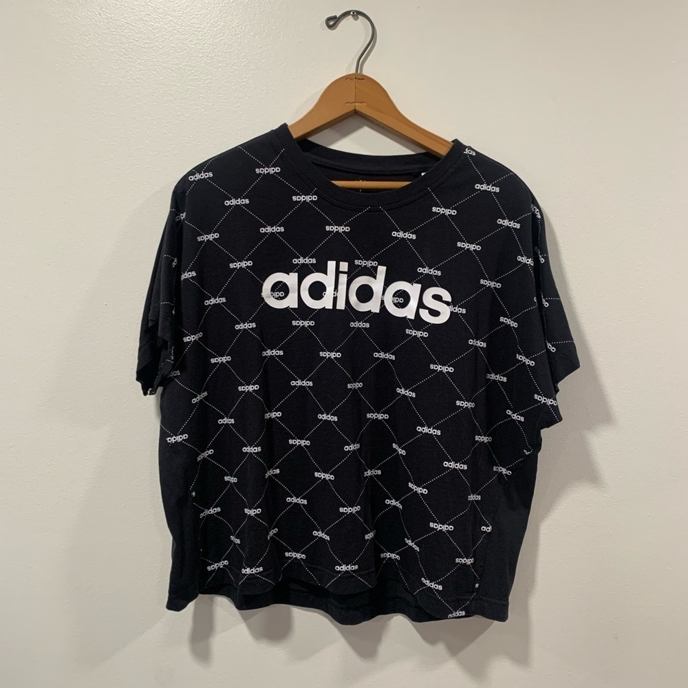 adidas Black Short Sleeve Logo Tee